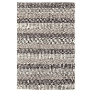 Katherine Carnaby Coast CS08 Modern Plain Varied Stripe Shimmer Hand-Woven Textured Wool & Viscose Blend Looped Pile Flatweave Taupe Brown Rug-Asiatic Carpets-Rug Love - The Most Loved Rug Store